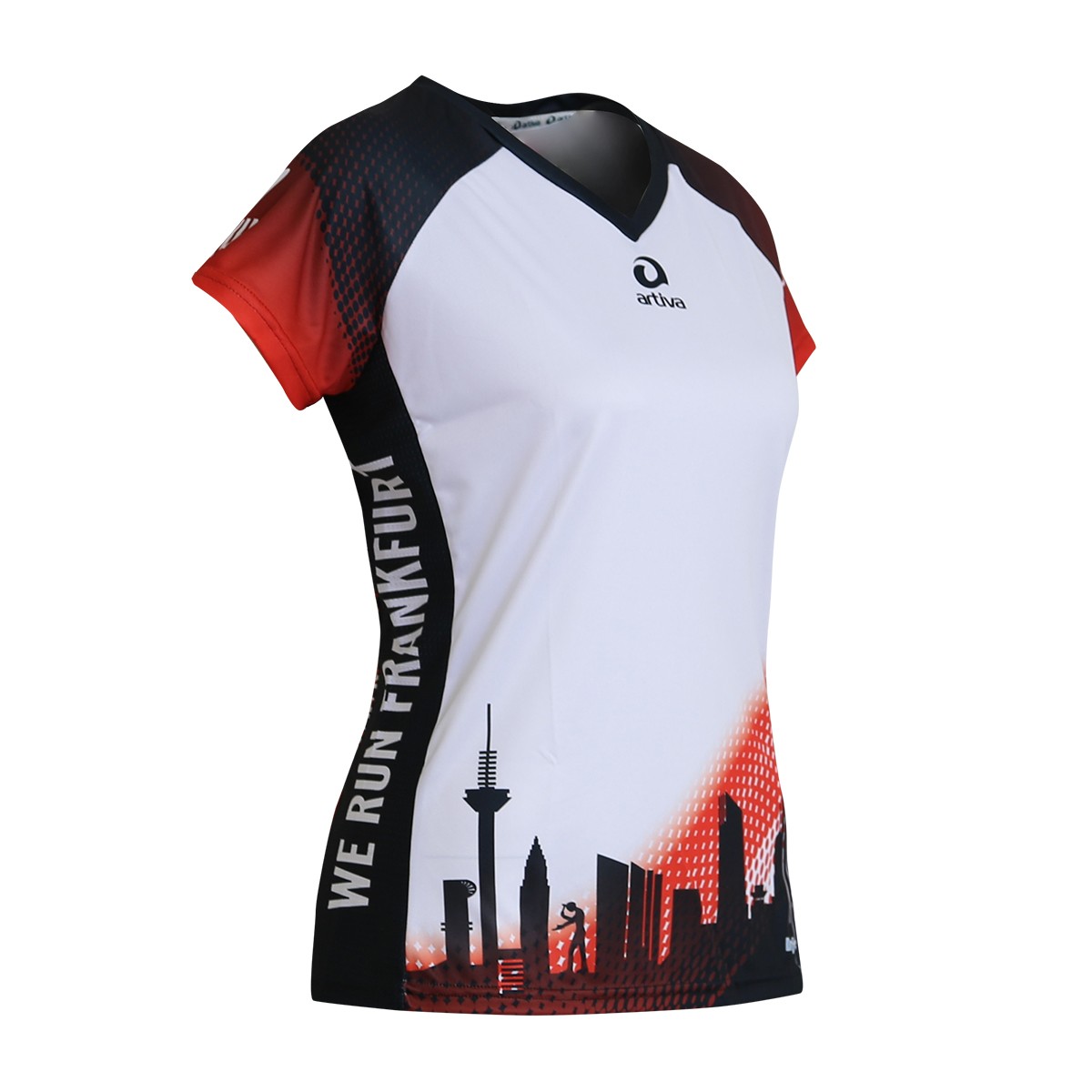 Personalisierbares Lauftrikot, Modell "CITY V-RUN Frankfurt", Frauen