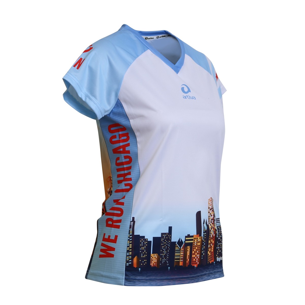 Personalisierbares Lauftrikot, Modell "CITY V-RUN Chicago", Frauen