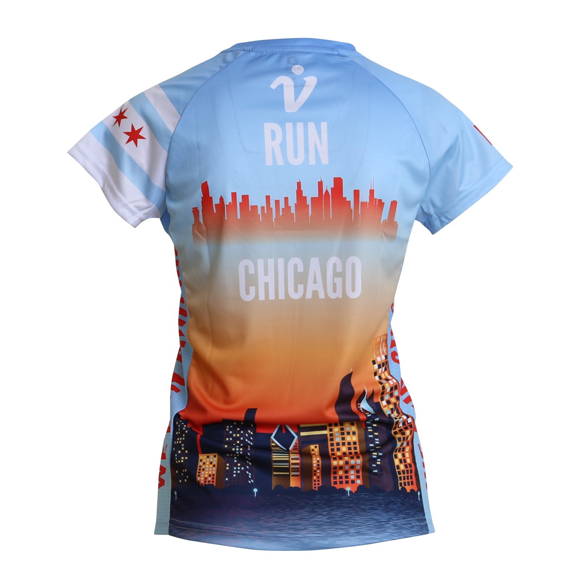 Personalisierbares Lauftrikot, Modell "CITY V-RUN Chicago", Frauen