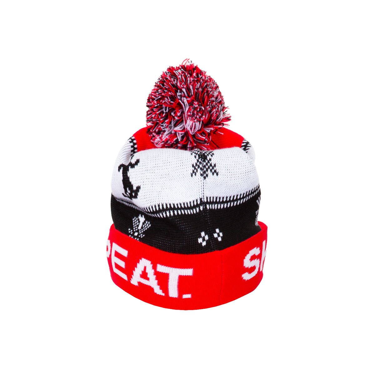 Strickmütze mit Bommel