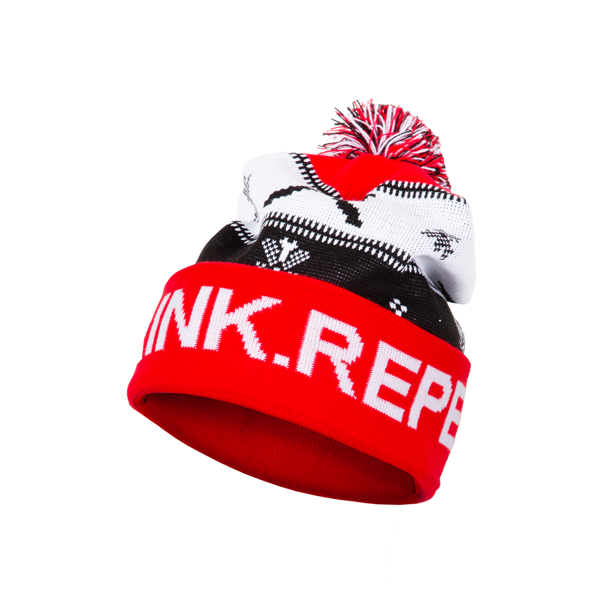 Strickmütze mit Bommel